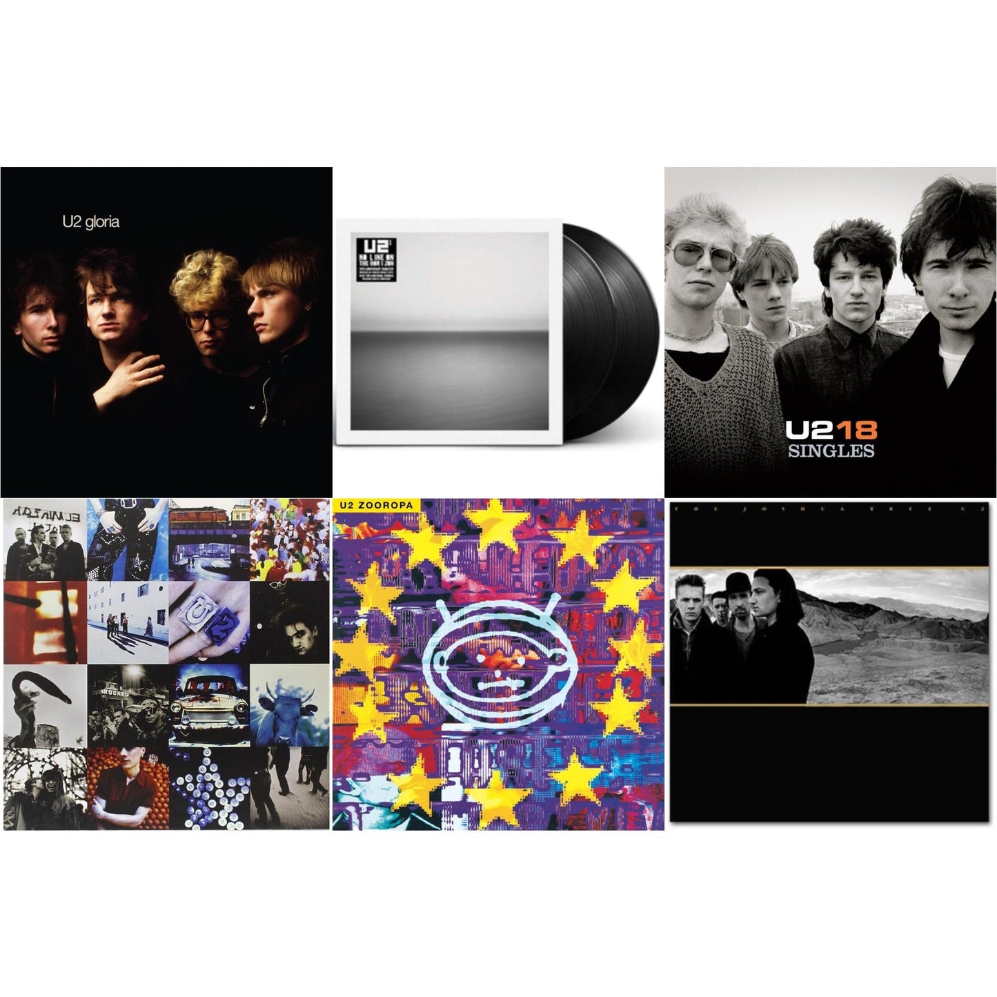 U2 - Gloria (40Th Anniversary/180G/Transparent Yellow LP Vinyl) & Zooropa (Transparent Yellow/2LP) & U218 Singles & Joshua Tree & Achtung Baby (180G/2 LP) & No Line On The Horizon (2 LP)