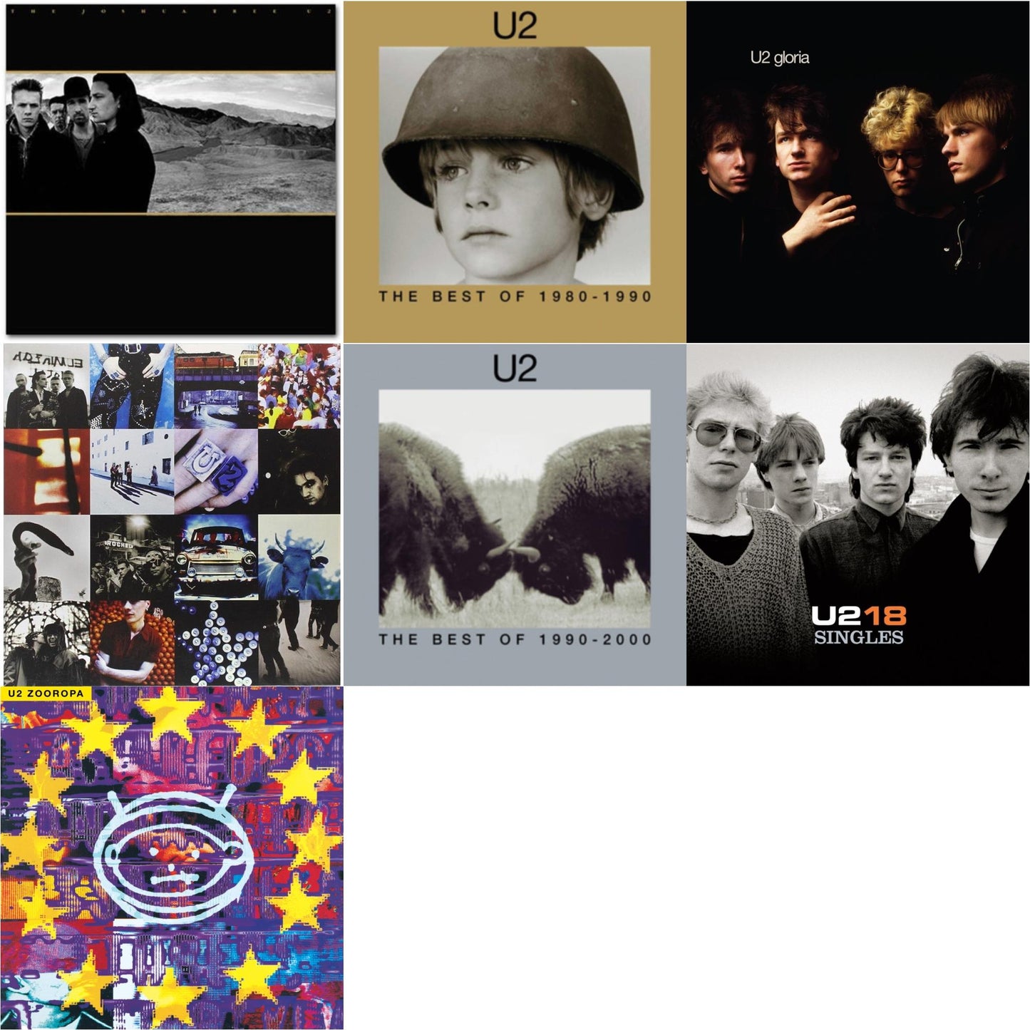 U2 - Gloria (40Th Anniversary/180G/Transparent Yellow LP Vinyl) & Zooropa (Transparent Yellow/2LP) & U218 Singles & Joshua Tree & Achtung Baby (180G/2 LP) & Best Of 1980-1990 (180G/2 LP) & Best Of 1990-2000 (2LP)