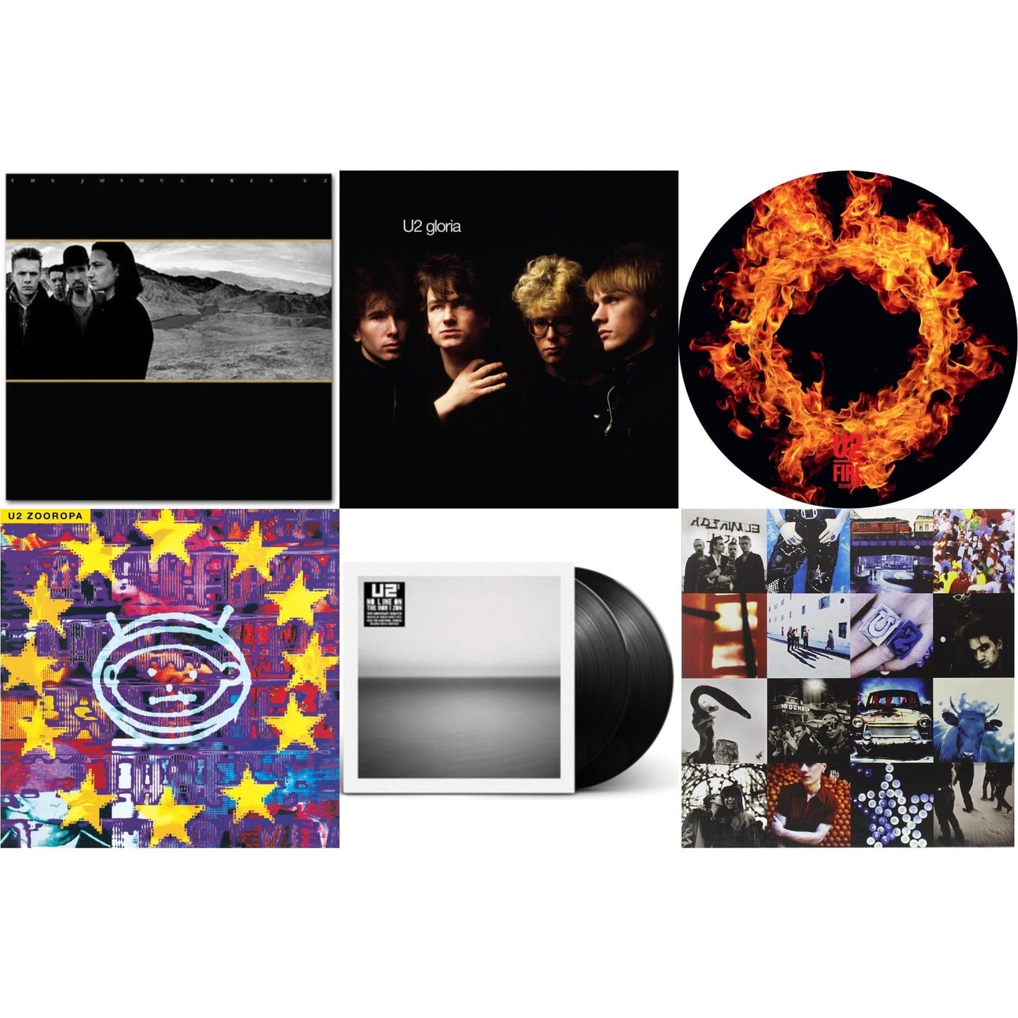 U2 - Fire (40Th Anniversary Edition/Picture Disc) & Gloria (40Th Anniversary/180G/Transparent Yellow LP Vinyl) & Zooropa (Transparent Yellow/2LP) & Joshua Tree & Achtung Baby (180G/2 LP) & No Line On The Horizon (2 LP)