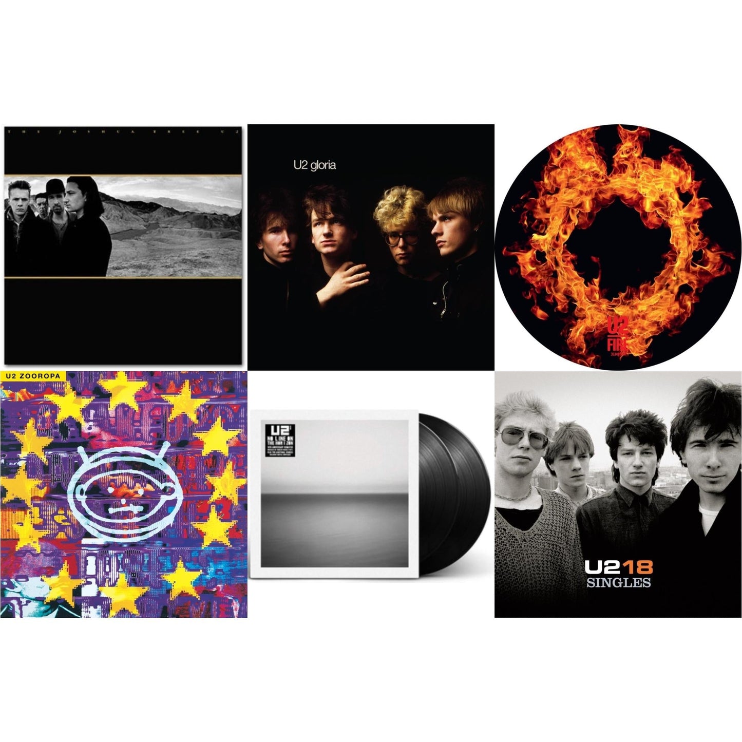 U2 - Fire (40Th Anniversary Edition/Picture Disc) & Gloria (40Th Anniversary/180G/Transparent Yellow LP Vinyl) & Zooropa (Transparent Yellow/2LP) & U218 Singles & Joshua Tree & No Line On The Horizon (2 LP)
