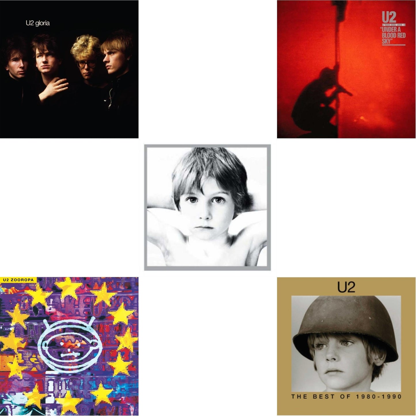 U2 - Gloria (40Th Anniversary/180G/Transparent Yellow LP Vinyl) & Zooropa (Transparent Yellow/2LP) & Boy & Under A Blood Red Sky & Best Of 1980-1990 (180G/2 LP)