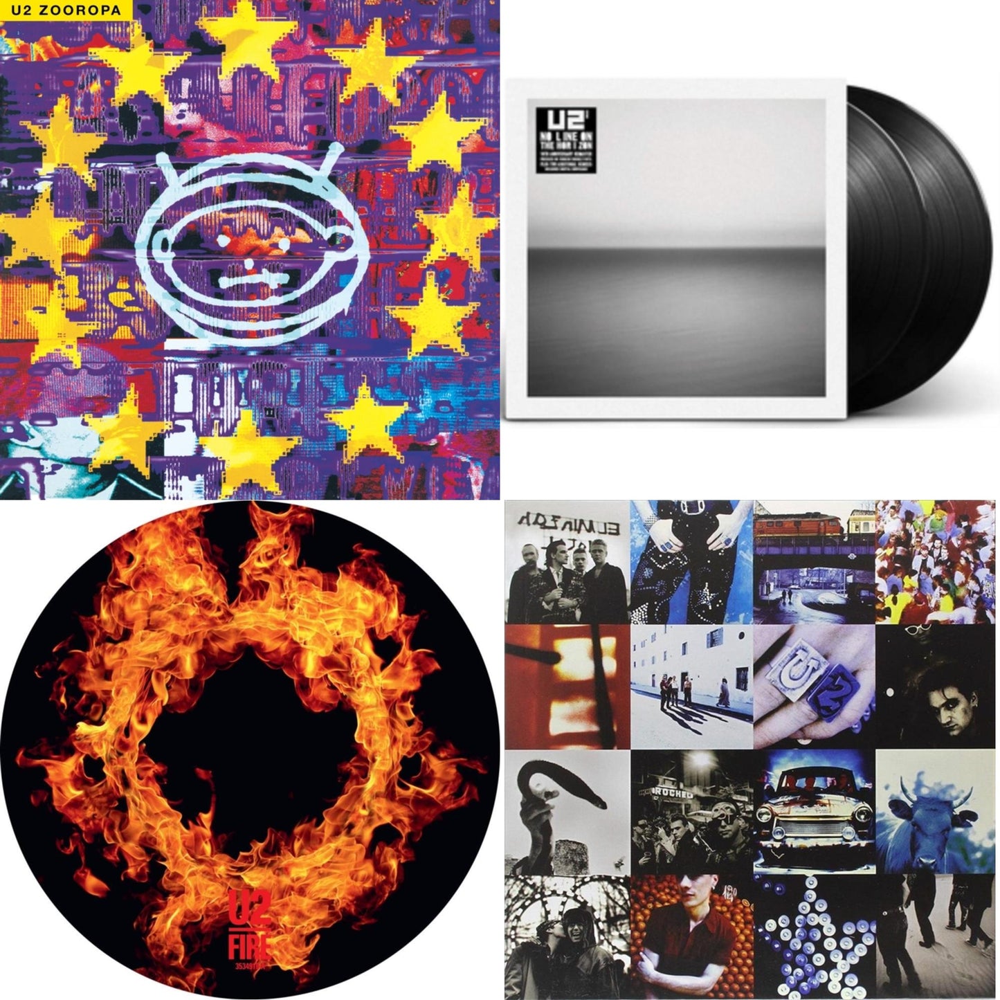U2 - Fire (40Th Anniversary Edition/Picture Disc) & Zooropa (Transparent Yellow/2LP) & Achtung Baby (180G/2 LP) & No Line On The Horizon (2 LP)