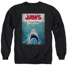 Load image into Gallery viewer, Jaws Lined Poster Mens Crewneck Sweatshirt Black