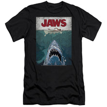 Load image into Gallery viewer, Jaws Lined Poster Premium Bella Canvas Slim Fit Mens T Shirt Black
