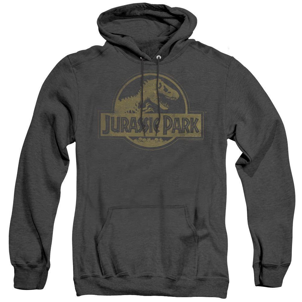 Jurassic Park Distressed Logo Heather Mens Hoodie Black