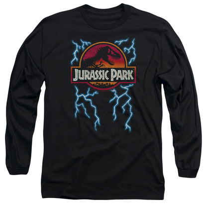Jurassic Park Lightning Logo Mens Long Sleeve Shirt Black Officially Licensed