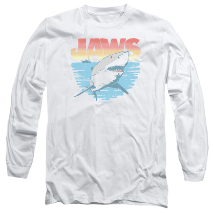 Jaws Cool Waves Mens Long Sleeve Shirt White Officially Licensed