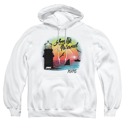 Jaws Amity Island Mens Hoodie White