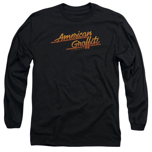 American Graffiti Neon Logo Mens Long Sleeve Shirt Black Black