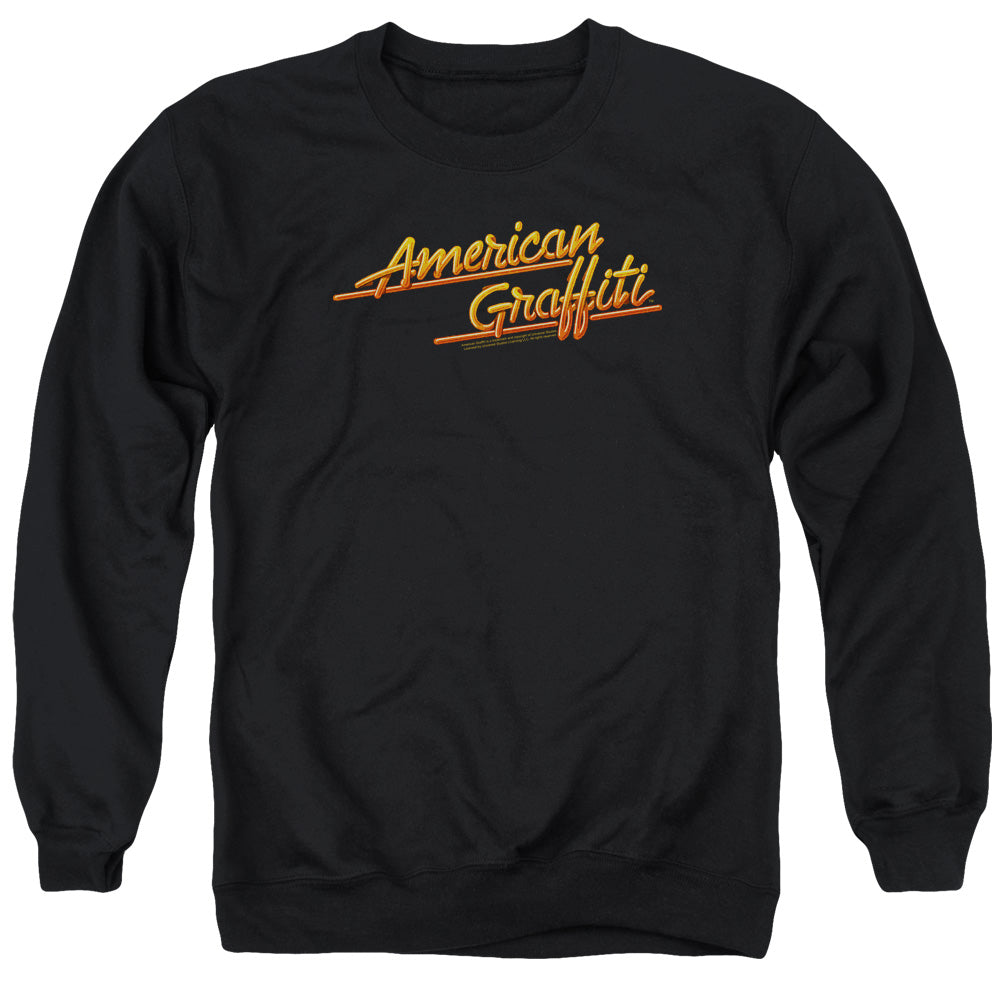 American Graffiti Neon Logo Mens Crewneck Sweatshirt Black Officially Licensed