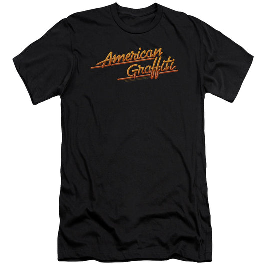 American Grafitti Neon Logo Premium Bella Canvas Slim Fit Mens T Shirt Black