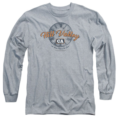 Back To The Future Hill Valley Mens Long Sleeve Shirt Athletic Heather Officially Licensed