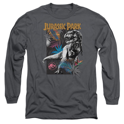 Jurassic Park Foliage Mens Long Sleeve Shirt Charcoal Officially Licensed