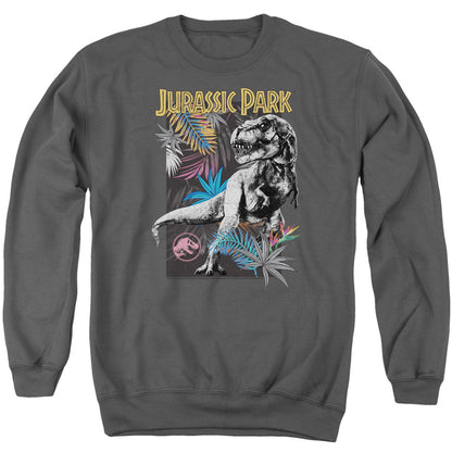 Jurassic Park Foliage Mens Crewneck Sweatshirt Charcoal