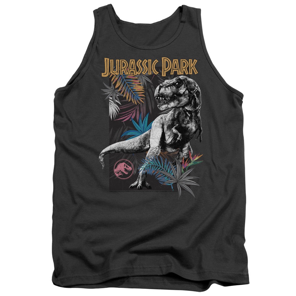 Jurassic Park Foliage Mens Tank Top Shirt Charcoal