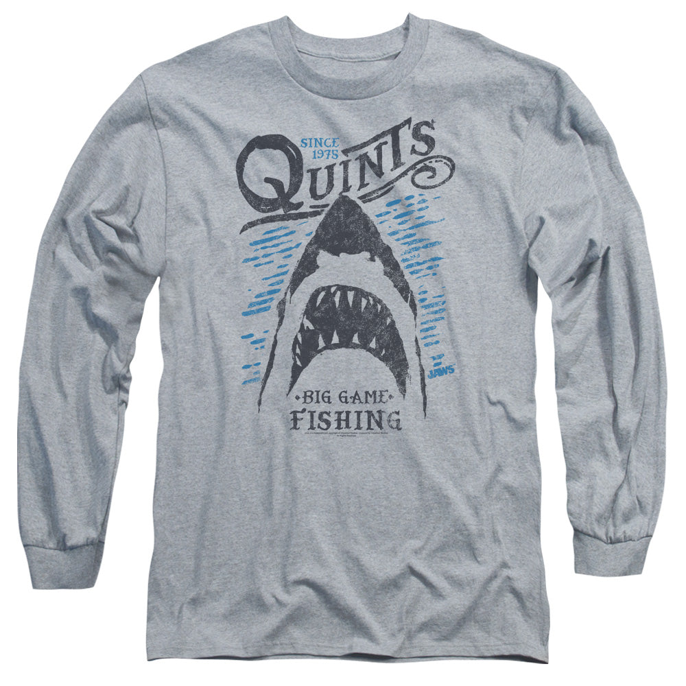 Jaws Big Game Fishing Mens Long Sleeve Shirt Athletic Heather