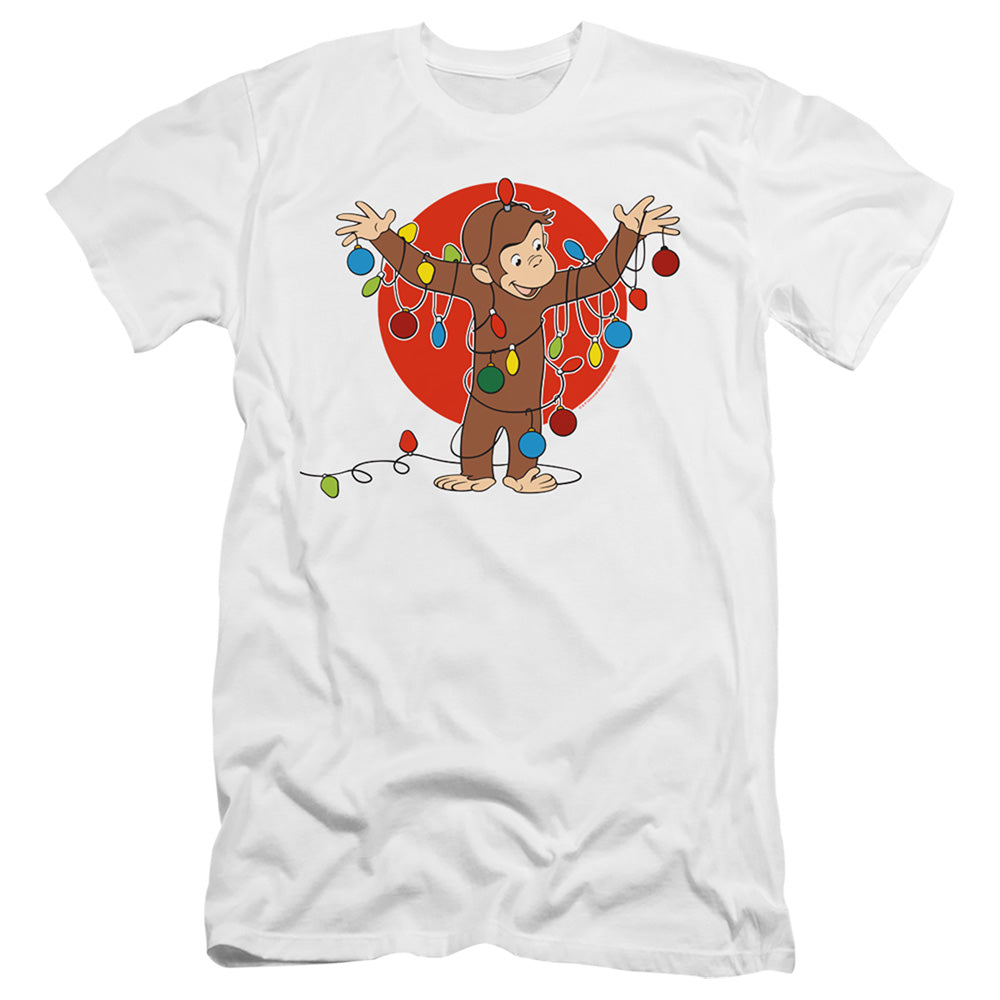 Curious George Lights Hbo Premium Bella Canvas Slim Fit Mens T Shirt White