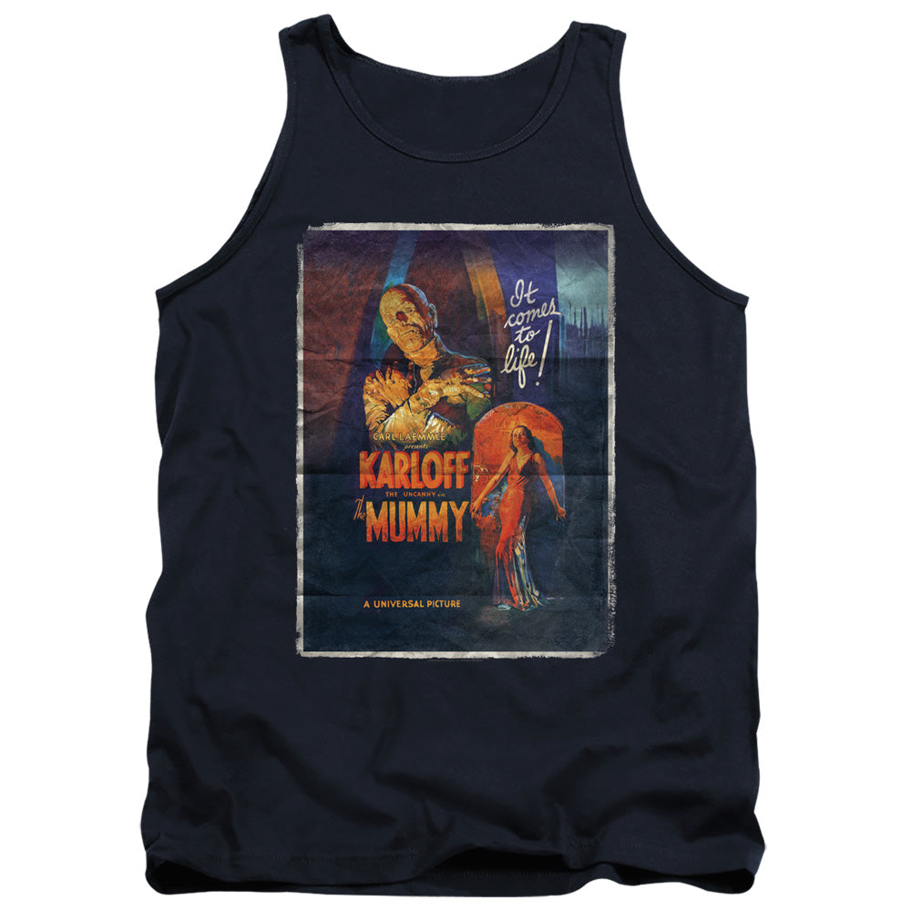 Universal Monsters Mummy One Sheet Mens Tank Top Shirt Navy