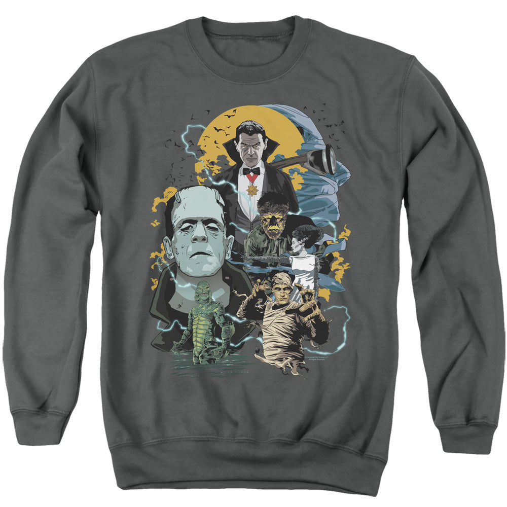 Universal Monsters Monster Mash Mens Crewneck Sweatshirt Charcoal Officially Licensed