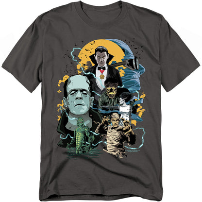 Universal Monsters Monster Mash Mens T Shirt Charcoal Officially Licensed