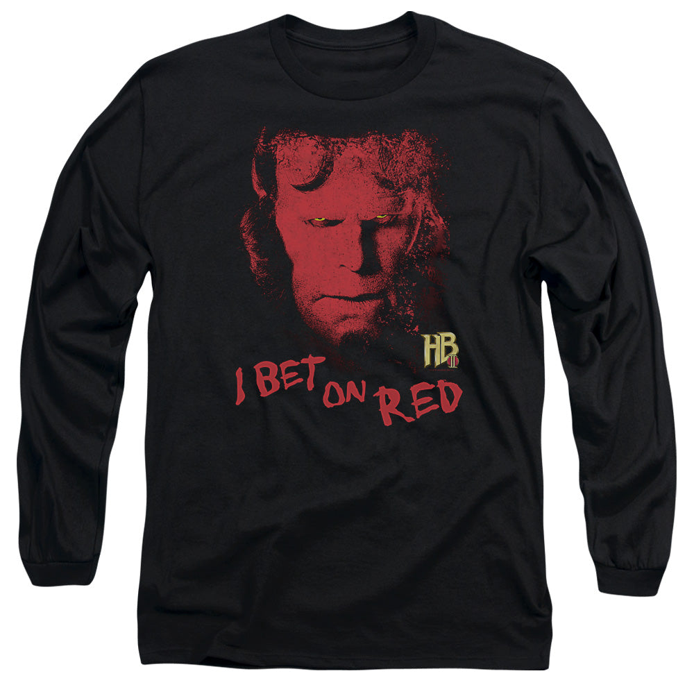 Hellboy Ii I Bet On Red Mens Long Sleeve Shirt Black Officially Licensed Officially Licensed