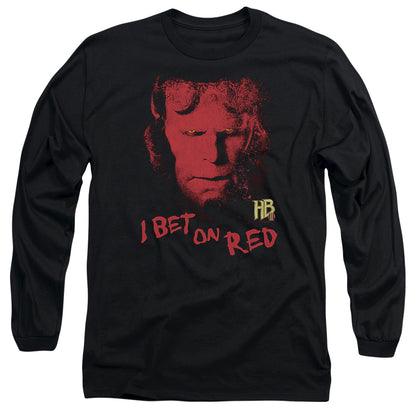 Hellboy Ii I Bet On Red Mens Long Sleeve Shirt Black Officially Licensed Officially Licensed