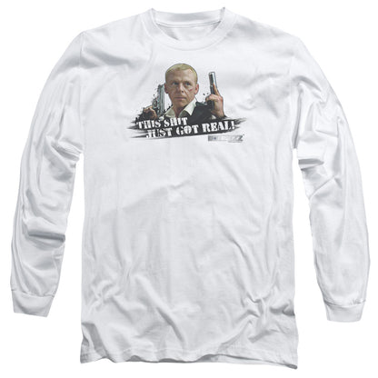 Hot Fuzz Just Got Real Mens Long Sleeve Shirt White Officially Licensed Officially Licensed