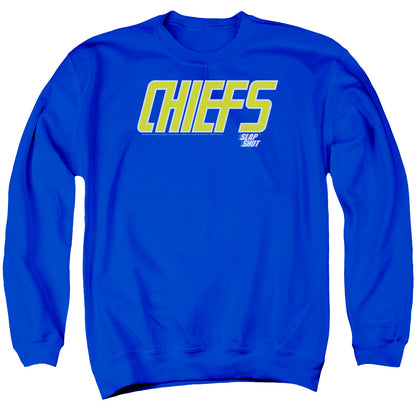 Slap Shot Chiefs Logo Mens Crewneck Sweatshirt Royal Blue