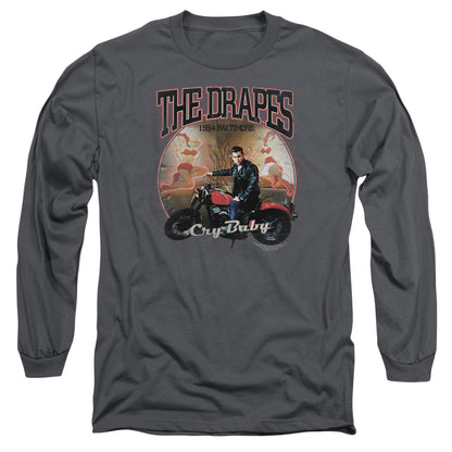Cry Baby Drapes Mens Long Sleeve Shirt Charcoal Charcoal Officially Licensed