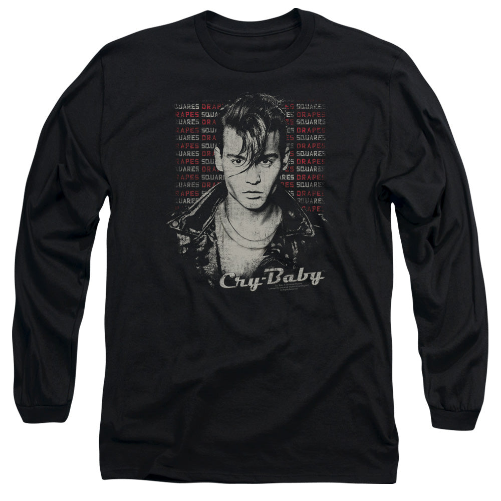 Cry Baby Drapes And Squares Mens Long Sleeve Shirt Black Black Officially Licensed