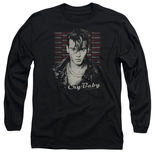 Cry Baby Drapes And Squares Mens Long Sleeve Shirt Black Black Officially Licensed