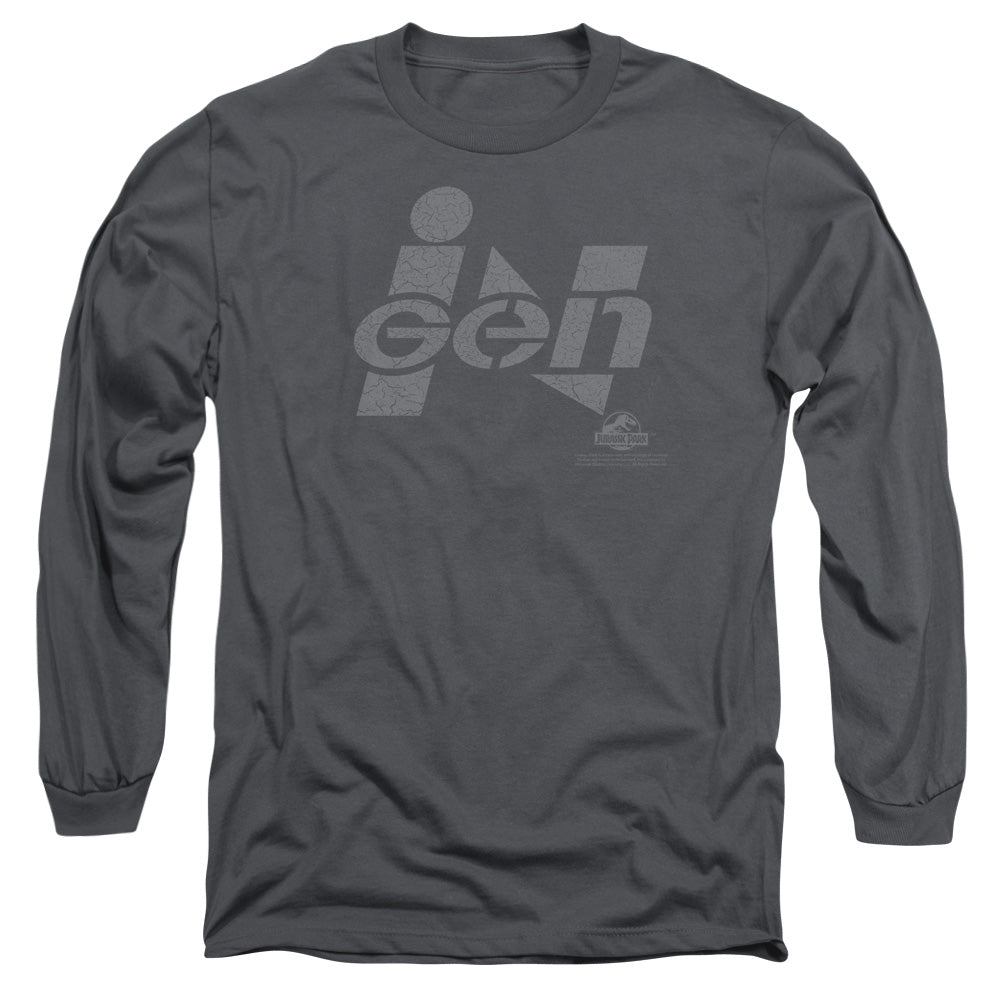 Jurassic Park Ingen Logo Mens Long Sleeve Shirt Charcoal Officially Licensed