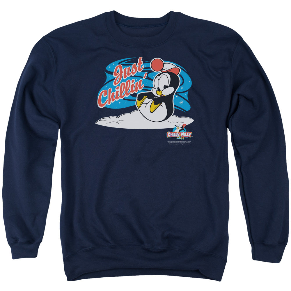 Chilly Willy Just Chillin Mens Crewneck Sweatshirt Navy