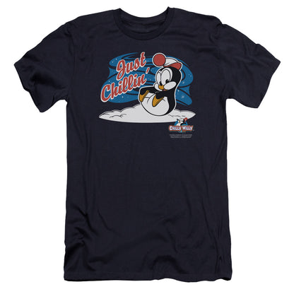 Chilly Willy Just Chillin Premium Bella Canvas Slim Fit Mens T Shirt Navy