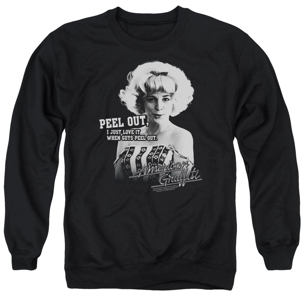 American Graffiti Peel Out Mens Crewneck Sweatshirt Black Officially Licensed