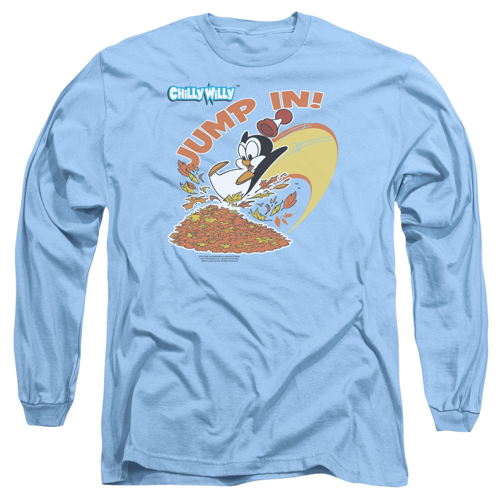 Chilly Willy Jump In Mens Long Sleeve Shirt Carolina Blue