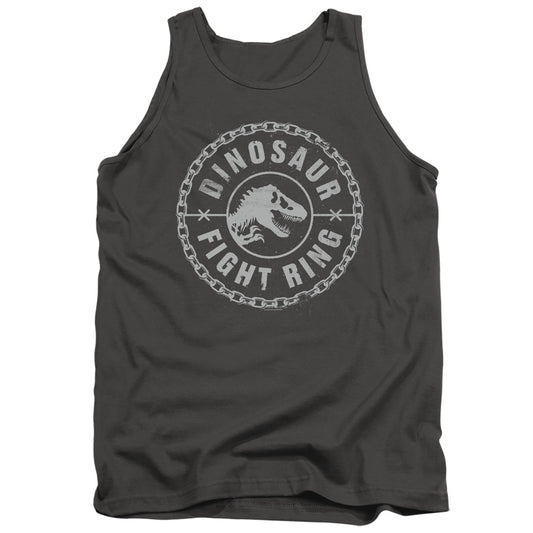 Jurassic World Dino Fight Ring Mens Tank Top Shirt Charcoal