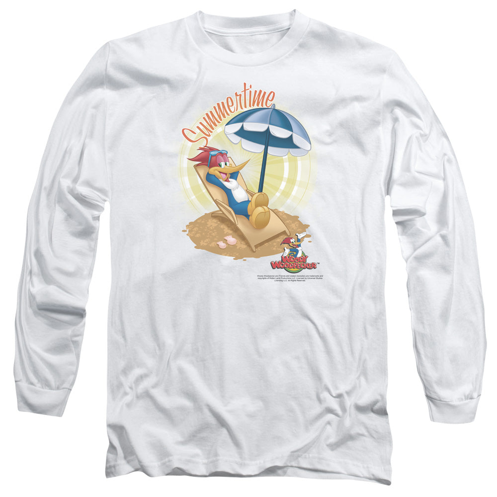 Woody Woodpecker Summertime Mens Long Sleeve Shirt White Officially Licensed