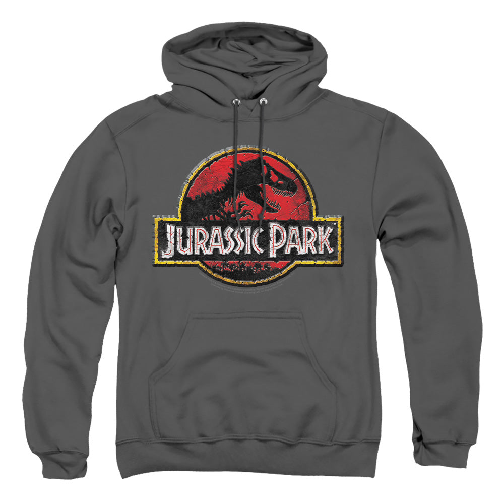 Jurassic Park Stone Logo Mens Hoodie Charcoal