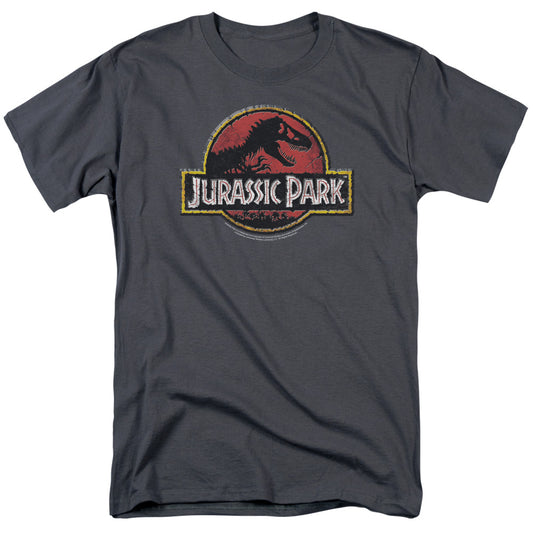 Jurassic Park Stone Logo Mens T Shirt Charcoal