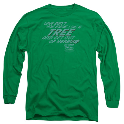 Back To The Future Make Like A Tree Mens Long Sleeve Shirt Kelly Green Officially Licensed