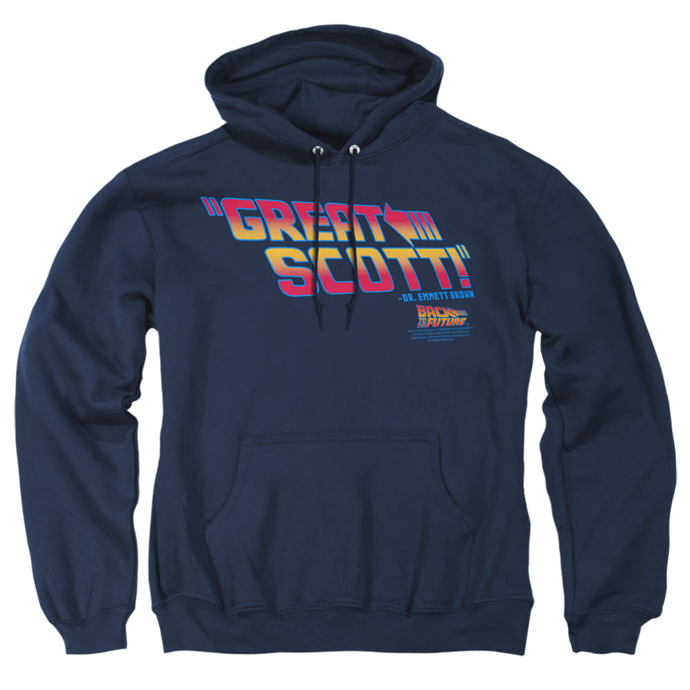 Back To The Future Great Scott Mens Hoodie Navy Officially Licensed