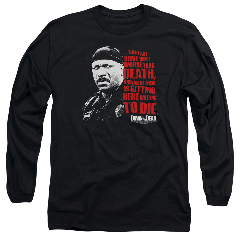 Dawn Of The Dead Worse Than Death Mens Long Sleeve Shirt Black Black Officially Licensed