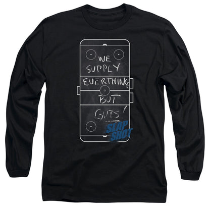 Slap Shot Chalkboard Mens Long Sleeve Shirt Black Officially Licensed Officially Licensed