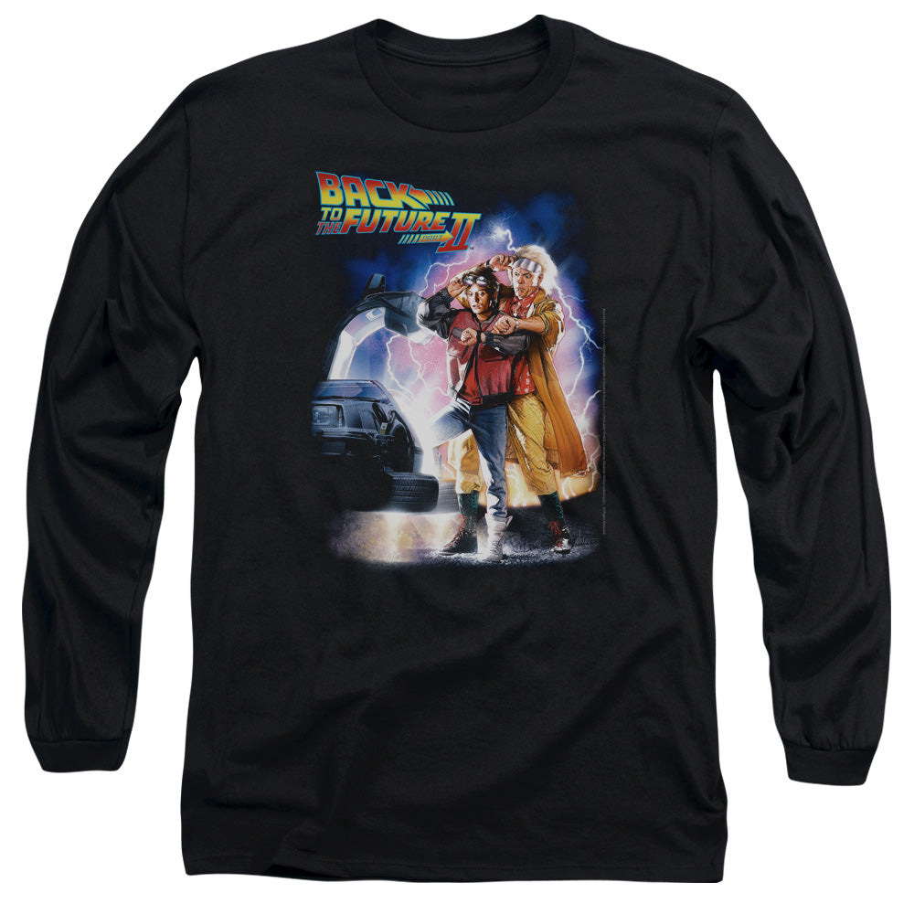 Back To The Future Ii Poster Mens Long Sleeve Shirt Black Black Officially Licensed