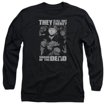 Load image into Gallery viewer, Shaun Of The Dead Still Out There Mens Long Sleeve Shirt Black
