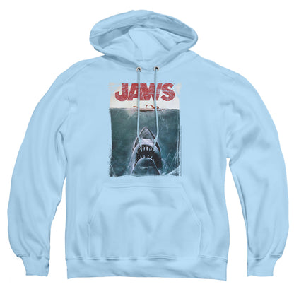 Jaws Title Mens Hoodie Light Blue