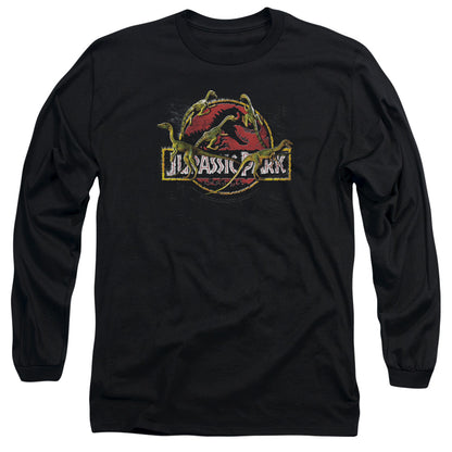 Jurassic Park Something Has Survived Mens Long Sleeve Shirt Black Officially Licensed