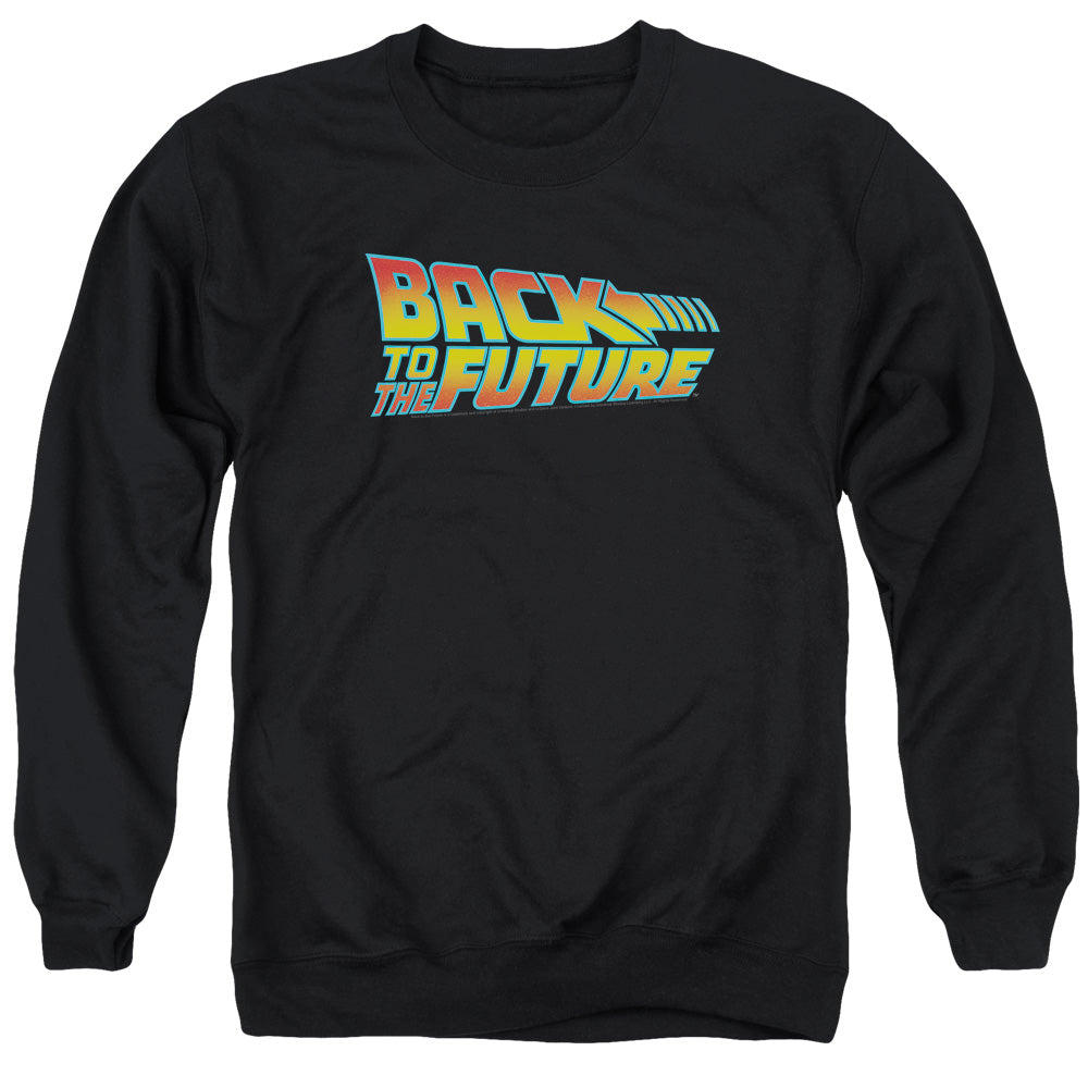 Back To The Future Logo Mens Crewneck Sweatshirt Black Officially Licensed