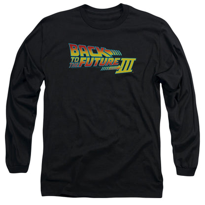 Back To The Future Iii Logo Mens Long Sleeve Shirt Black Officially Licensed